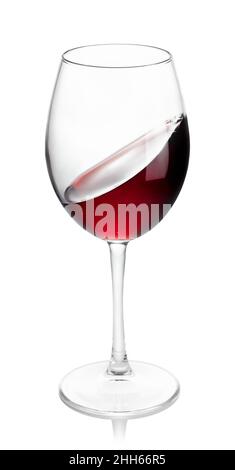 moving red wine in glass isolated on white Stock Photo
