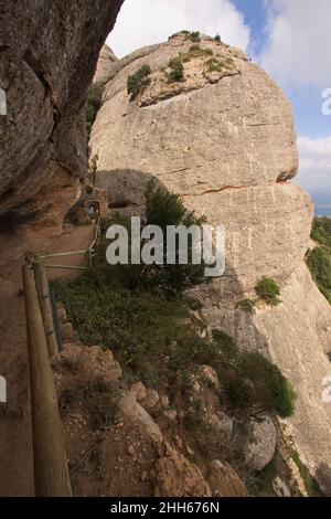 Hiking track over Ermita de Sant Joan at Santa Maria de Montserrat ...
