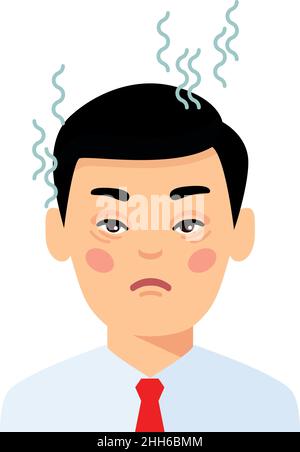 Vector Illustration of a Sick Man with a High Temperature Stock Vector