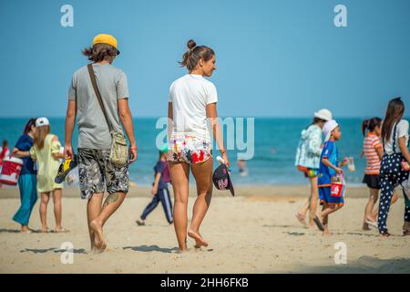 Beach life at Khao Kalok Beach south of Hua Hin in Prachuap Khiri Khan Province of Thailand Stock Photo