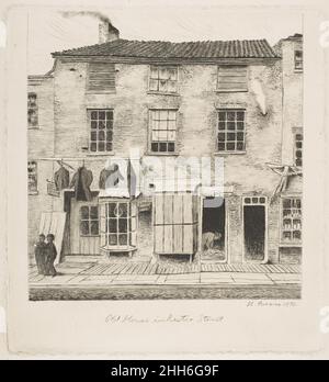 Old House in Rector Street (from Scenes of Old New York) 1870 Henry Farrer American. Old House in Rector Street (from Scenes of Old New York)  382736 Artist: Henry Farrer, American, London 1844?1903 New York, Old House in Rector Street (from Scenes of Old New York), 1870, Etching, sheet: 6 x 5 1/2 in. (15.2 x 14 cm). The Metropolitan Museum of Art, New York. Gift of Beulah Dimmick Chase, 1947 (47.98.10)