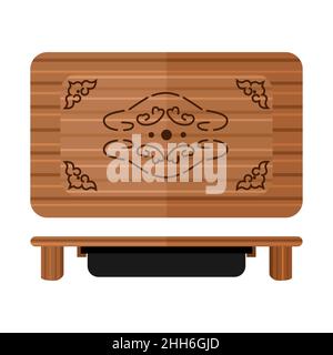 Chaban element for chinese tea ceremony on white background. Asian traditional equipment isolated in style flat vector design illustration. Stock Vector