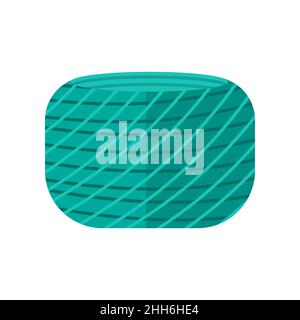 Spool yarn color turquoise isolated on white background. Bobbin for knitting in flat style vector illustration. Stock Vector
