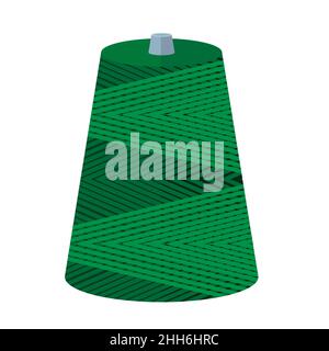 Spool threads color green isolated on white background. Bobbin for sewing machine in flat style vector illustration. Stock Vector