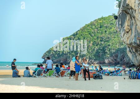 Beach life at Khao Kalok Beach south of Hua Hin in Prachuap Khiri Khan Province of Thailand Stock Photo