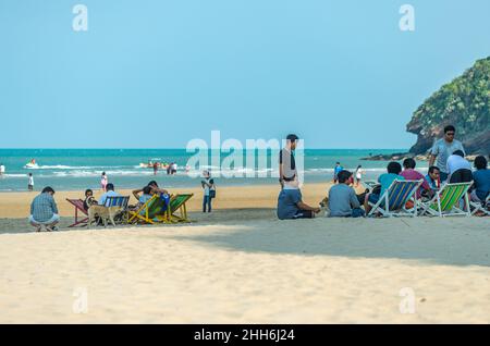 Beach life at Khao Kalok Beach south of Hua Hin in Prachuap Khiri Khan Province of Thailand Stock Photo