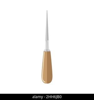 Awl shoemaker handle tool isolated on white background . Work equipment tailor industry vector illustration Stock Vector