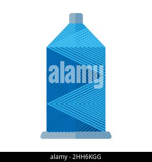 Spool threads color blue isolated on white background. Bobbin for sewing machine in flat style vector illustration. Stock Vector