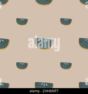 Pastel fruit seamless pattern with apple print. Doodle navy blue elements on light pink background. Graphic design for wrapping paper and fabric textu Stock Vector