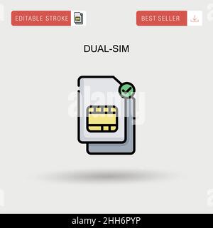 Dual-sim Simple vector icon. Stock Vector