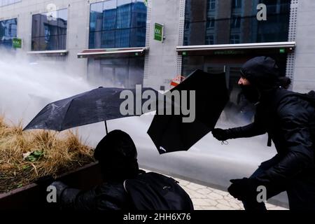 Brussels, Belgium. 23rd Jan, 2022. Rally against corona measures in Brussels, Belgium on Jan. 23, 2022. Credit: ALEXANDROS MICHAILIDIS/Alamy Live News Stock Photo