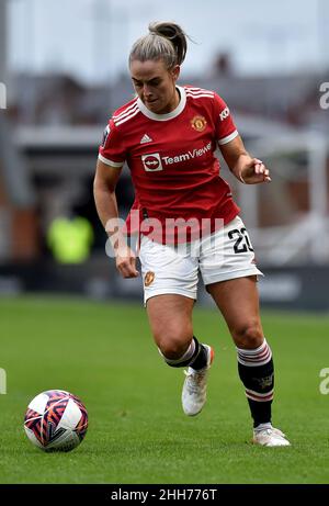 LEIGH, UK. JAN 23RD Stock action picture of Kirsty Smith of Manchester United Women during the Barclays FA Women's Super League match between Manchester United and Tottenham Hotspur at Leigh Sports Stadium, Leigh on Sunday 23rd January 2022. (Credit: Eddie Garvey | MI News) Credit: MI News & Sport /Alamy Live News Stock Photo