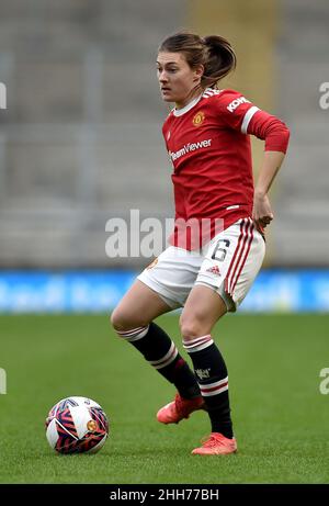 LEIGH, UK. JAN 23RD Stock action picture of Hannah Blundell of Manchester United Women during the Barclays FA Women's Super League match between Manchester United and Tottenham Hotspur at Leigh Sports Stadium, Leigh on Sunday 23rd January 2022. (Credit: Eddie Garvey | MI News) Credit: MI News & Sport /Alamy Live News Stock Photo
