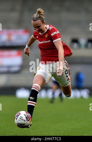 LEIGH, UK. JAN 23RD Stock action picture of Martha Thomas of Manchester United Women during the Barclays FA Women's Super League match between Manchester United and Tottenham Hotspur at Leigh Sports Stadium, Leigh on Sunday 23rd January 2022. (Credit: Eddie Garvey | MI News) Credit: MI News & Sport /Alamy Live News Stock Photo