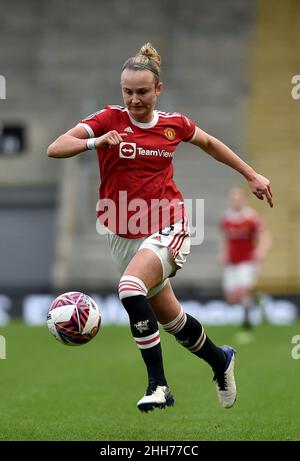 LEIGH, UK. JAN 23RD Stock action picture of Martha Thomas of Manchester United Women during the Barclays FA Women's Super League match between Manchester United and Tottenham Hotspur at Leigh Sports Stadium, Leigh on Sunday 23rd January 2022. (Credit: Eddie Garvey | MI News) Credit: MI News & Sport /Alamy Live News Stock Photo