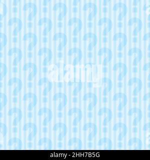 Light Blue Striped Question Marks Seamless Background. Vector Tileable Neutral Pattern. Stock Vector
