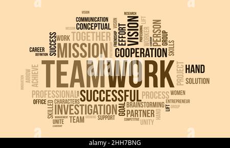 Teamwork word cloud template. Business concept vector background. Stock Vector