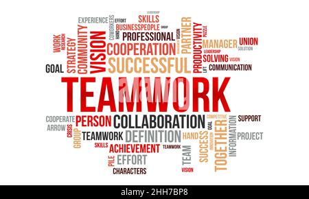 Teamwork word cloud template. Business concept vector background. Stock Vector