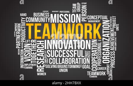 Teamwork word cloud template. Business concept vector background. Stock Vector