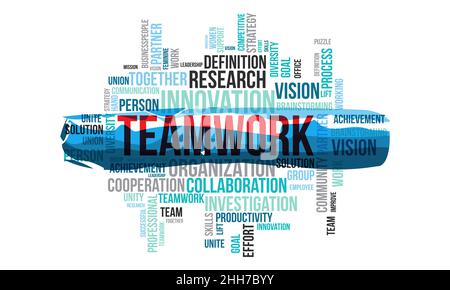 Teamwork word cloud template. Business concept vector background. Stock Vector