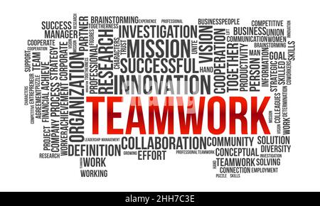 Teamwork word cloud template. Business concept vector background. Stock Vector