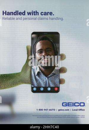 Full Page Advert from 2021 Issue of The New Yorker Magazine, USA Stock Photo