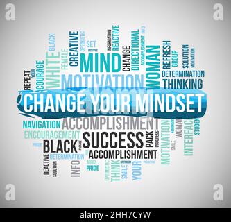 Change your mindset word cloud template. Business concept vector background. Stock Vector