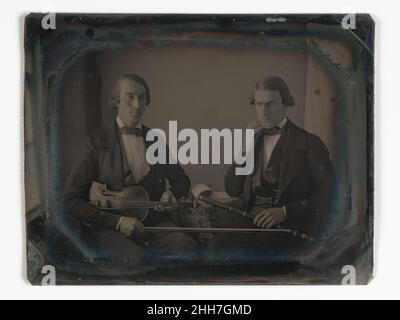 [Violinist and Flute Player] ca. 1847 Possibly by Unknown. [Violinist and Flute Player]. Possibly by Unknown (American). ca. 1847. Daguerreotype. Photographs Stock Photo