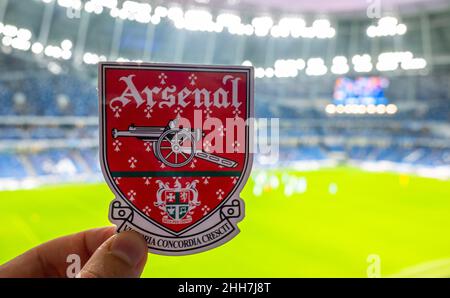 September 12, 2021, London, United Kingdom. The emblem of the Chelsea F.C.  football club on the background of a modern stadium Stock Photo - Alamy