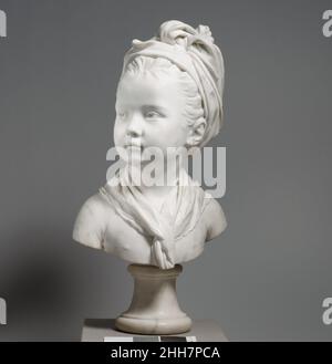 Louise Brongniart 1779, after a portrait of 1777 Jean Antoine Houdon French Among the numerous busts Houdon showed at the Salon of 1777 were a pair of Louise Brongniart and her brother Alexandre, both children of the distinguished Neoclassical architect Alexandre-Théodore Brongniart (1739–1813). The originals, now believed to be the terracottas in the Louvre, were among the sculptor's most popular creations and that of the five-year-old Louise, in particular, was reproduced well into the twentieth century. The Museum's marble, with a kerchief headdress elaborating the knotted scarf that binds Stock Photo