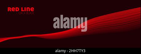 Abstract compound red line on black background. Wide vector graphics Stock Vector