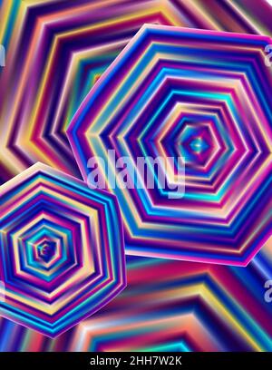 Abstract bright technicolor background with colorful hexagons. Vertical vector graphic pattern Stock Vector