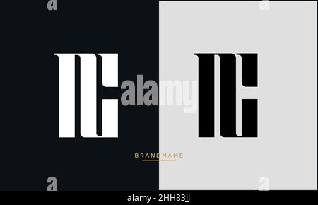 NC, CN, N, C Abstract Letters Logo Emblem Monogram Stock Vector