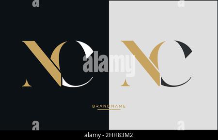 NC, CN, N, C Abstract Letters Logo Emblem Monogram Stock Vector