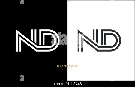 Alphabet letter icon logo ND or DN Monogram Stock Vector