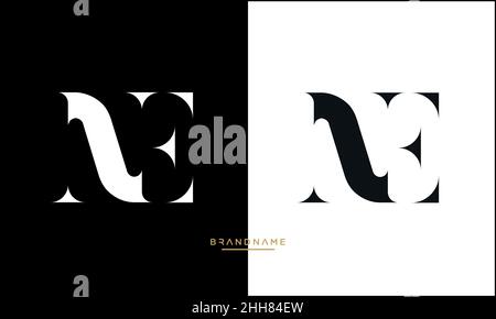Alphabet Letters NE, EN Logo Emblem Monogram Stock Vector