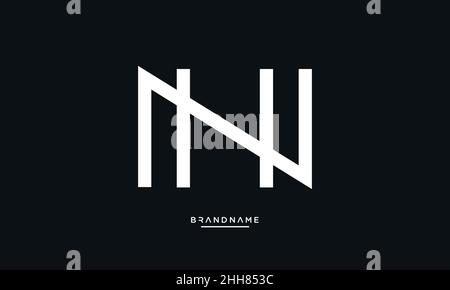 Alphabet Letters NH, HN Logo Emblem Monogram Stock Vector