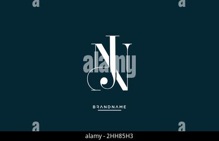 Alphabet Letters NJ, JN Logo Emblem Monogram Stock Vector