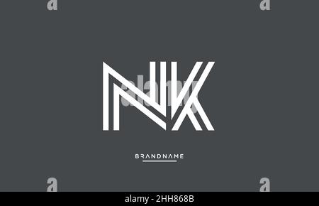 NK, KN Alphabet Letters Logo Emblem Monogram Stock Vector