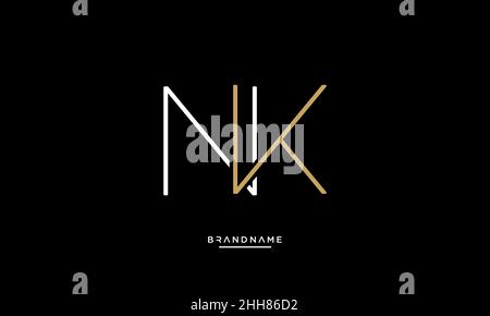 NK, KN Alphabet Letters Logo Emblem Monogram Stock Vector
