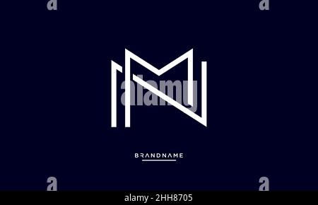 Alphabet Letters NM, MN Logo Emblem Monogram Stock Vector