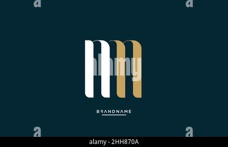 Alphabet Letters NM, MN Logo Emblem Monogram Stock Vector
