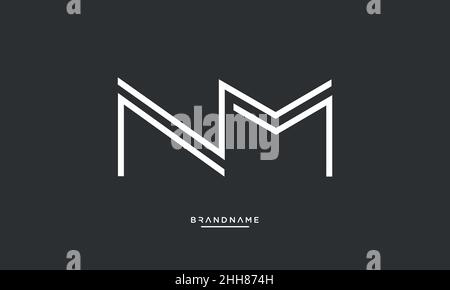 Alphabet Letters NM, MN Logo Emblem Monogram Stock Vector