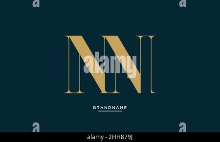 NN, N Alphabet letters Logo Emblem Monogram Stock Vector