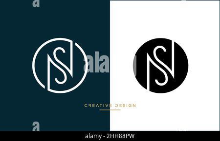 Abstract Letters NS, SN Logo Emblem Monogram Vector Template Stock Vector