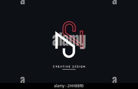 Abstract Letters NS, SN Logo Emblem Monogram Vector Template Stock Vector