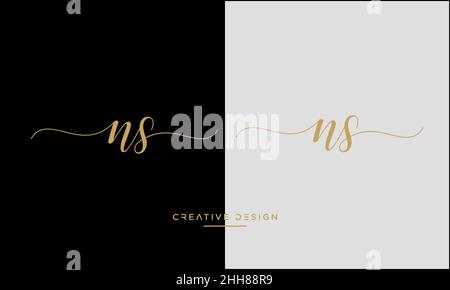 Abstract Letters NS, SN Logo Emblem Monogram Vector Template Stock Vector