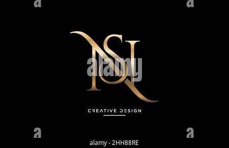Abstract Letters NS, SN Logo Emblem Monogram Vector Template Stock Vector
