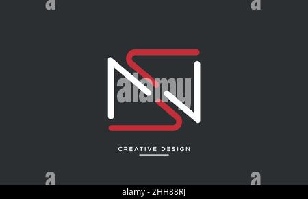 Abstract Letters NS, SN Logo Emblem Monogram Vector Template Stock Vector
