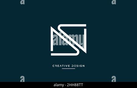 Abstract Letters NS, SN Logo Emblem Monogram Vector Template Stock Vector